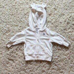 Carter’s White Baby Hoodie Terrycloth Bear Ears 3 Months